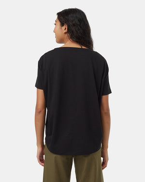 Black-Crew-Neck-Flowy-Oversized-Shortsleeve-T-Shirt