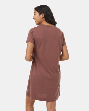 Red-Knee-Length-Slitted-T-Shirt-Dress