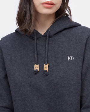 Black Embroidered Pullover Hoodie