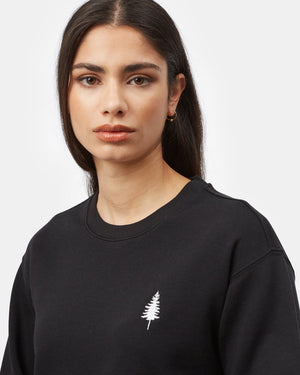 Black Women's Embroidered Crew Neck