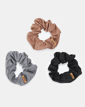 Black,Brown 3-Pack Hair Loop Scrunchies