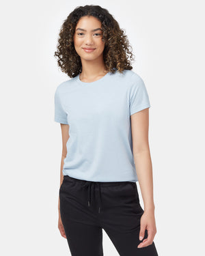 Blue Recycled Polyester Crew Neck T-Shirt