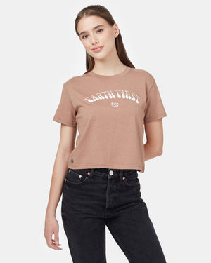 Brown Earth Day Cropped T-Shirt