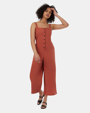 Orange-Womens-TreeLinen-Botton-Down-Jumpsuit