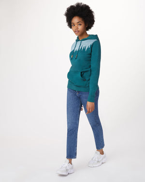 Blue,Green Tree Graphic Pullover Hoodie