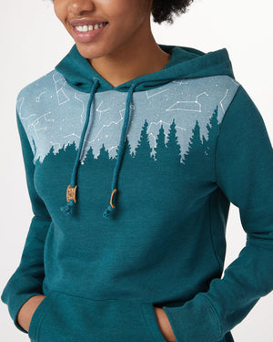 Blue,Green Tree Graphic Pullover Hoodie