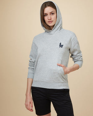 Gray Embroidered Pullover Hoodie