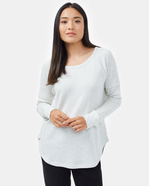 White Women's Waffle Knit Longsleeve Top