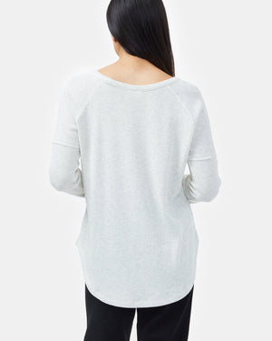 White Women's Waffle Knit Longsleeve Top