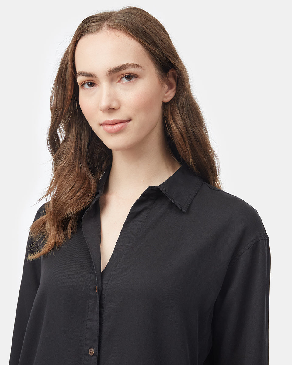 Womens Oversized Shirt Dress TENCEL Lyocell